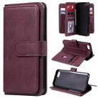 For OPPO A1k / Realme C2 Multifunctional Magnetic Copper Buckle Horizontal Flip Solid Color Leather Case with 10 Card Slots & Wallet & Holder & Photo Frame(Wine Red) - 1
