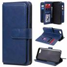 For OPPO A1k / Realme C2 Multifunctional Magnetic Copper Buckle Horizontal Flip Solid Color Leather Case with 10 Card Slots & Wallet & Holder & Photo Frame(Dark Blue) - 1