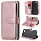 For OPPO A1k / Realme C2 Multifunctional Magnetic Copper Buckle Horizontal Flip Solid Color Leather Case with 10 Card Slots & Wallet & Holder & Photo Frame(Rose Gold) - 1