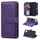 For OPPO Realme C11 Multifunctional Magnetic Copper Buckle Horizontal Flip Solid Color Leather Case with 10 Card Slots & Wallet & Holder & Photo Frame(Purple) - 1