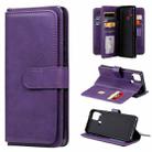 For OPPO Realme C15 Multifunctional Magnetic Copper Buckle Horizontal Flip Solid Color Leather Case with 10 Card Slots & Wallet & Holder & Photo Frame(Purple) - 1