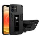 For iPhone 12 mini 2 in 1 PC + TPU Shockproof Protective Case with Invisible Holder (Black) - 1