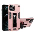 For iPhone 12 / 12 Pro 2 in 1 PC + TPU Shockproof Protective Case with Invisible Holder(Rose Gold) - 1