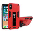 For iPhone X / XS 2 in 1 PC + TPU Shockproof Protective Case with Invisible Holder(Red) - 1