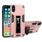 For iPhone XR 2 in 1 PC + TPU Shockproof Protective Case with Invisible Holder(Rose Gold) - 1