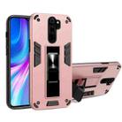 For Xiaomi Redmi Note 8 Pro 2 in 1 PC + TPU Shockproof Protective Case with Invisible Holder(Rose Gold) - 1