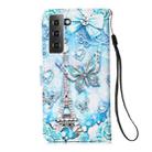 For Samsung Galaxy S21 5G 3D Painting Horizontal Flip Leather Case with Holder & Card Slot & Lanyard(Tower Butterfly) - 3