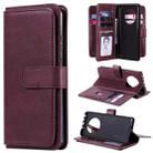 For Huawei Mate 40 Multifunctional Magnetic Copper Buckle Horizontal Flip Solid Color Leather Case with 10 Card Slots & Wallet & Holder & Photo Frame(Wine Red) - 1