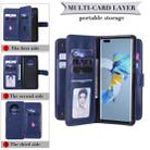 For Huawei Mate 40 Pro Multifunctional Magnetic Copper Buckle Horizontal Flip Solid Color Leather Case with 10 Card Slots & Wallet & Holder & Photo Frame(Dark Blue) - 6