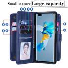 For Huawei Mate 40 Pro Multifunctional Magnetic Copper Buckle Horizontal Flip Solid Color Leather Case with 10 Card Slots & Wallet & Holder & Photo Frame(Dark Blue) - 8