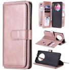 For Huawei Mate 40 Pro Multifunctional Magnetic Copper Buckle Horizontal Flip Solid Color Leather Case with 10 Card Slots & Wallet & Holder & Photo Frame(Rose Gold) - 1