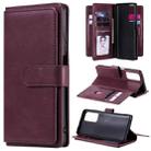 For Huawei Honor Play4 / Maimang 9 Multifunctional Magnetic Copper Buckle Horizontal Flip Solid Color Leather Case with 10 Card Slots & Wallet & Holder & Photo Frame(Wine Red) - 1