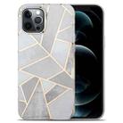 For iPhone 12 Splicing Marble Pattern TPU Protective Case(Grey White) - 1