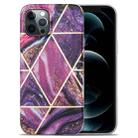 For iPhone 12 Splicing Marble Pattern TPU Protective Case(Purple) - 1