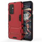 For OnePlus 9 PC + TPU Shockproof Protective Case with Holder(Red) - 1