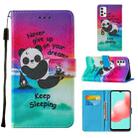 For Samsung Galaxy A32 5G Cross Texture Painting Pattern Horizontal Flip Leather Case with Holder & Card Slots & Wallet & Lanyard(Sleeping Panda) - 1