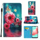 For Samsung Galaxy A32 5G Cross Texture Painting Pattern Horizontal Flip Leather Case with Holder & Card Slots & Wallet & Lanyard(Chrysanthemum) - 1