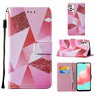 For Samsung Galaxy A32 5G Cross Texture Painting Pattern Horizontal Flip Leather Case with Holder & Card Slots & Wallet & Lanyard(Pink Rhombus) - 1