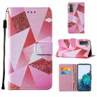 For Samsung Galaxy S21+ 5G Cross Texture Painting Pattern Horizontal Flip Leather Case with Holder & Card Slots & Wallet & Lanyard(Pink Rhombus) - 1