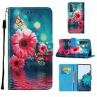 For Samsung Galaxy S21 5G Cross Texture Painting Pattern Horizontal Flip Leather Case with Holder & Card Slots & Wallet & Lanyard(Chrysanthemum) - 1