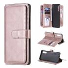 For LG Velvet / G9 Multifunctional Magnetic Copper Buckle Horizontal Flip Solid Color Leather Case with 10 Card Slots & Wallet & Holder & Photo Frame(Rose Gold) - 1