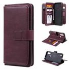 For Motorola Moto E6S 2020 Multifunctional Magnetic Copper Buckle Horizontal Flip Solid Color Leather Case with 10 Card Slots & Wallet & Holder & Photo Frame(Wine Red) - 1