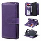 For Motorola Moto E6S 2020 Multifunctional Magnetic Copper Buckle Horizontal Flip Solid Color Leather Case with 10 Card Slots & Wallet & Holder & Photo Frame(Purple) - 1