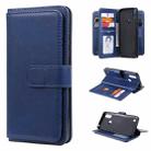 For Motorola Moto E6S 2020 Multifunctional Magnetic Copper Buckle Horizontal Flip Solid Color Leather Case with 10 Card Slots & Wallet & Holder & Photo Frame(Dark Blue) - 1