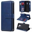 For Motorola Moto G9 Play Multifunctional Magnetic Copper Buckle Horizontal Flip Solid Color Leather Case with 10 Card Slots & Wallet & Holder & Photo Frame(Dark Blue) - 1