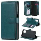 For Motorola Moto G9 Plus Multifunctional Magnetic Copper Buckle Horizontal Flip Solid Color Leather Case with 10 Card Slots & Wallet & Holder & Photo Frame(Dark Green) - 1