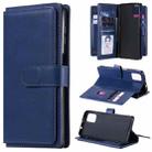 For Motorola Moto G9 Plus Multifunctional Magnetic Copper Buckle Horizontal Flip Solid Color Leather Case with 10 Card Slots & Wallet & Holder & Photo Frame(Dark Blue) - 1