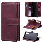 For Oneplus Nord Multifunctional Magnetic Copper Buckle Horizontal Flip Solid Color Leather Case with 10 Card Slots & Wallet & Holder & Photo Frame(Wine Red) - 1