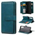 For Oneplus Nord Multifunctional Magnetic Copper Buckle Horizontal Flip Solid Color Leather Case with 10 Card Slots & Wallet & Holder & Photo Frame(Dark Green) - 1