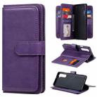 For Oneplus Nord Multifunctional Magnetic Copper Buckle Horizontal Flip Solid Color Leather Case with 10 Card Slots & Wallet & Holder & Photo Frame(Purple) - 1