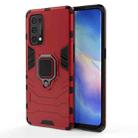 For OPPO Reno5 Pro PC + TPU Shockproof Protective Case with Magnetic Ring Holder(Red) - 1