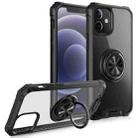Armor Ring PC + TPU Magnetic Shockproof Protective Case For iPhone 12 mini(Black) - 1