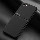 For iPhone SE 2022 / SE 2020 / 8 / 7 Classic Tilt Strip Grain Magnetic Shockproof PC + TPU Case(Black) - 1