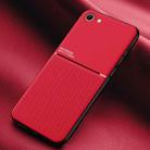 For iPhone SE 2022 / SE 2020 / 8 / 7 Classic Tilt Strip Grain Magnetic Shockproof PC + TPU Case(Red) - 1