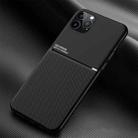 For iPhone 12 Pro Max Classic Tilt Strip Grain Magnetic Shockproof PC + TPU Case(Black) - 1