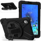 For Lenovo Tab M8 (2020) TB-8705F 8.0 inch Shockproof Colorful Silicone + PC Protective Case with Holder & Shoulder Strap & Hand Strap(Black) - 8