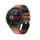 F81 1.3 inch TFT Color Screen IP68 Waterproof Smart Watch, Support Body Temperature Monitor / Blood Pressure Monitor / Blood Oxygen Monitor, Style: Leather Strap(Brown) - 1