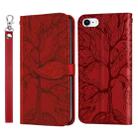 Life of Tree Embossing Pattern Horizontal Flip Leather Case with Holder & Card Slot & Wallet & Photo Frame & Lanyard For iPhone 8 & 7(Red) - 1