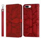 Life of Tree Embossing Pattern Horizontal Flip Leather Case with Holder & Card Slot & Wallet & Photo Frame & Lanyard For iPhone 8 Plus & 7 Plus(Red) - 1