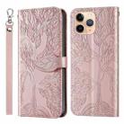 For iPhone 11 Pro Life of Tree Embossing Pattern Horizontal Flip Leather Case with Holder & Card Slot & Wallet & Photo Frame & Lanyard (Rose Gold) - 1