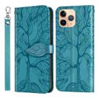 For iPhone 11 Pro Life of Tree Embossing Pattern Horizontal Flip Leather Case with Holder & Card Slot & Wallet & Photo Frame & Lanyard (Lake Blue) - 1