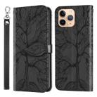 For iPhone 11 Pro Life of Tree Embossing Pattern Horizontal Flip Leather Case with Holder & Card Slot & Wallet & Photo Frame & Lanyard (Black) - 1