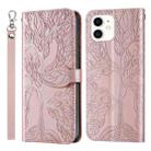 For iPhone 12 mini Life of Tree Embossing Pattern Horizontal Flip Leather Case with Holder & Card Slot & Wallet & Photo Frame & Lanyard (Rose Gold) - 1