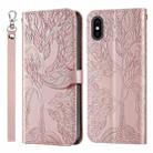 For iPhone X / XS Life of Tree Embossing Pattern Horizontal Flip Leather Case with Holder & Card Slot & Wallet & Photo Frame & Lanyard(Rose Gold) - 1