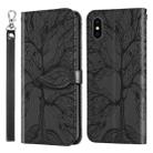 For iPhone X / XS Life of Tree Embossing Pattern Horizontal Flip Leather Case with Holder & Card Slot & Wallet & Photo Frame & Lanyard(Black) - 1