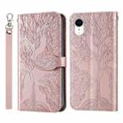 For iPhone XR Life of Tree Embossing Pattern Horizontal Flip Leather Case with Holder & Card Slot & Wallet & Photo Frame & Lanyard(Rose Gold) - 1